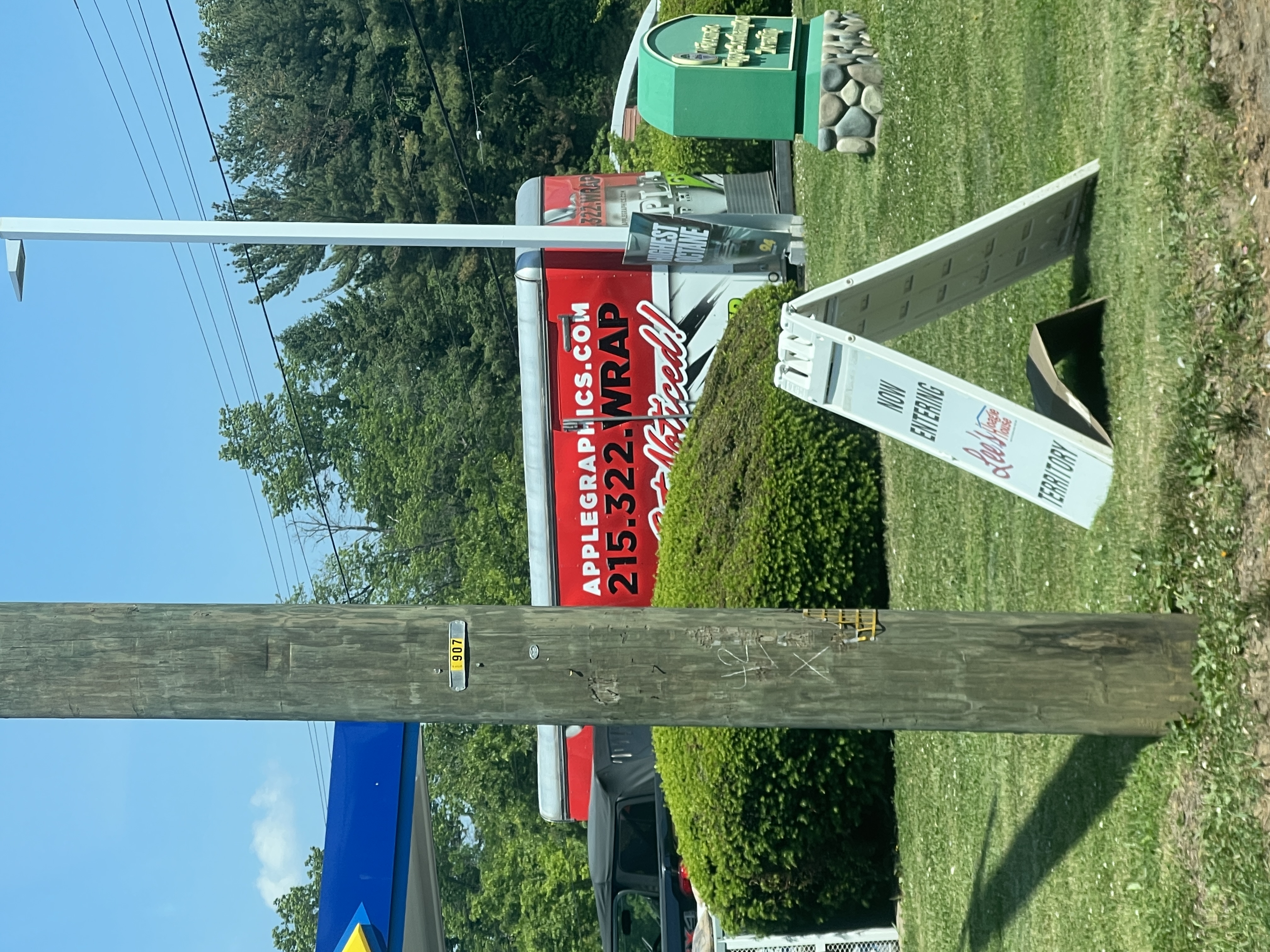 Apple Graphics truck-side signage spotted in Warminster PA — one of two pending-vetting contractor candidates.