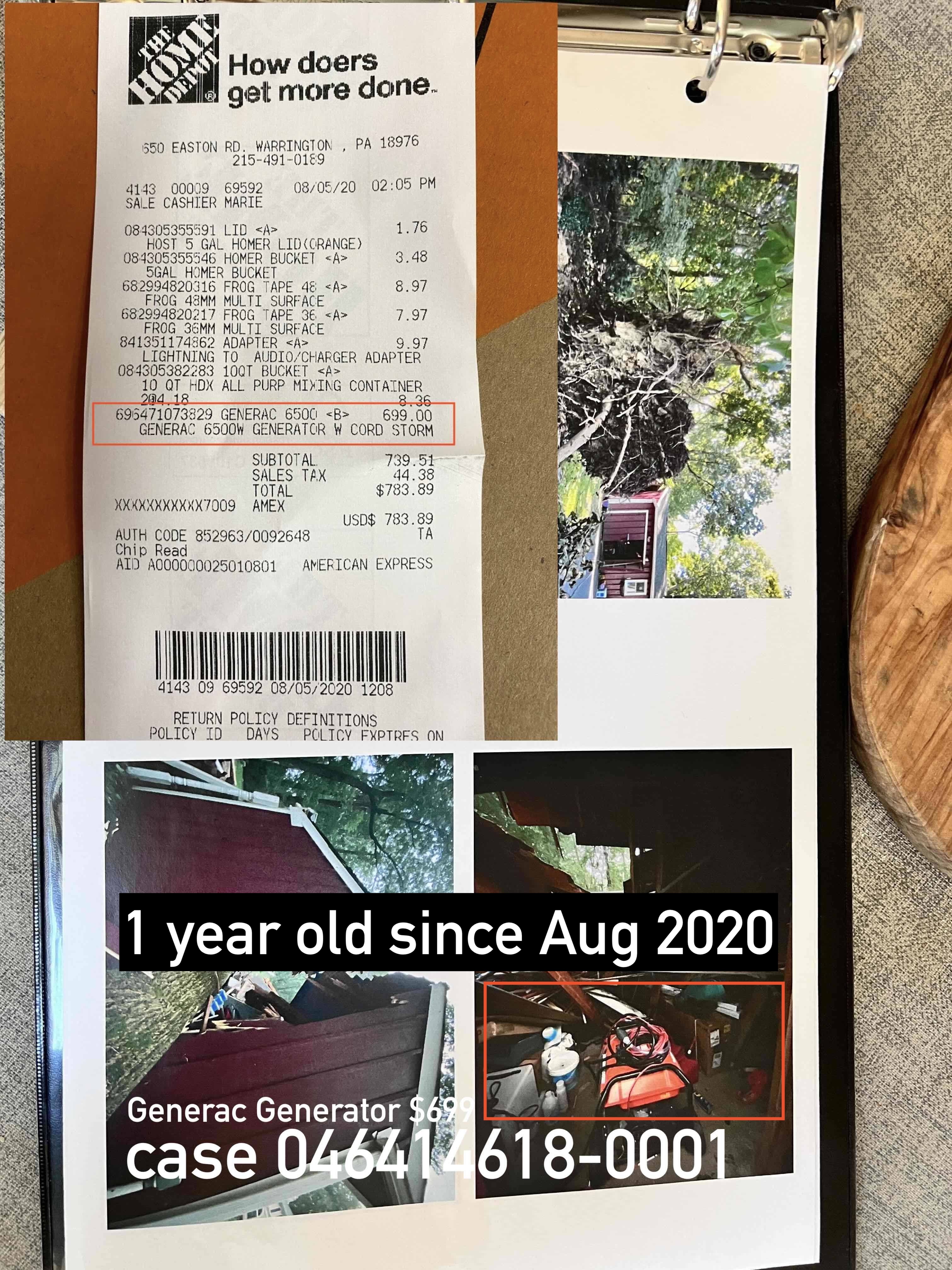 Claim photo for item #9 generac