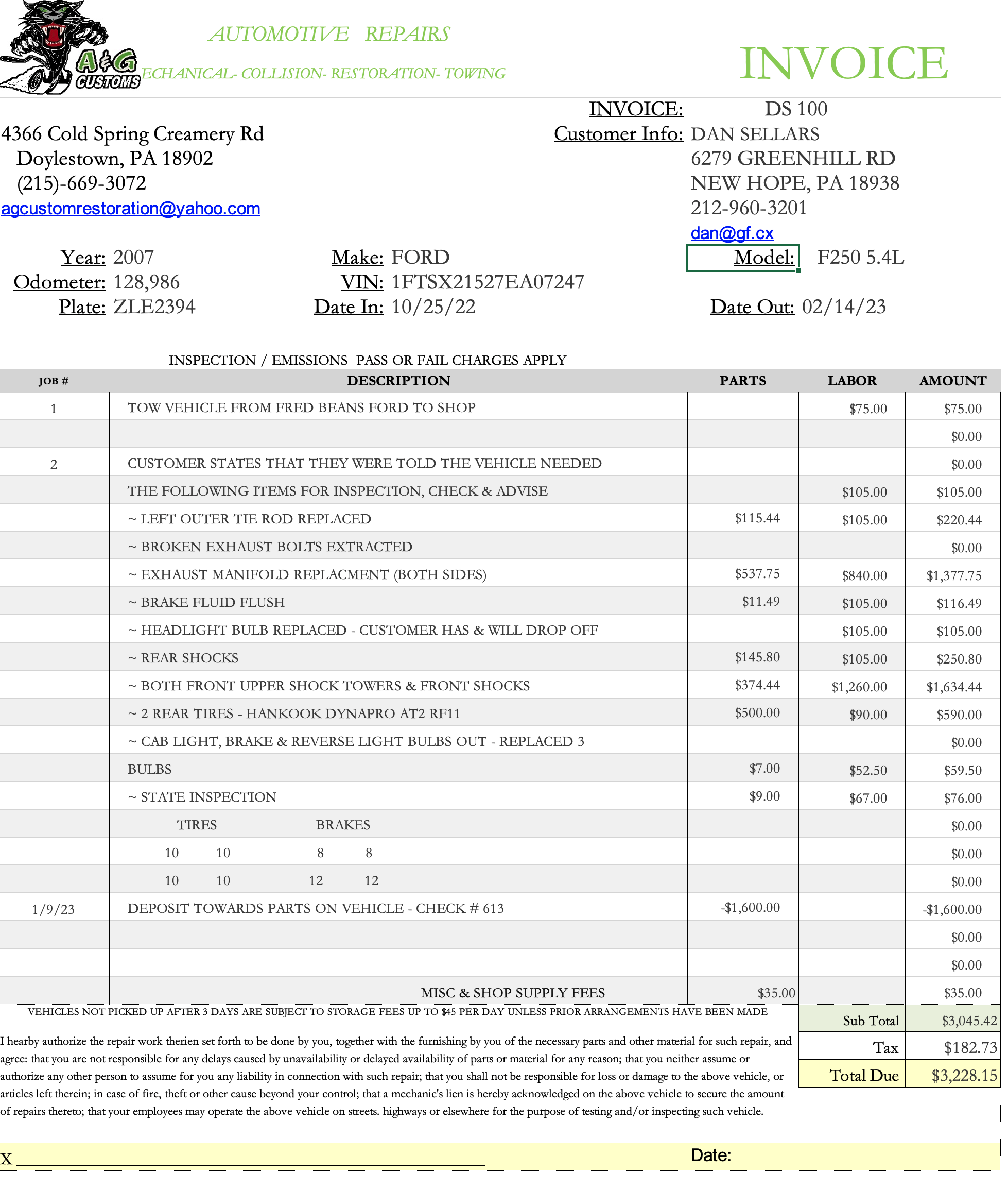 2023-03-01 · F250 complete overhaul of suspension and manifold $1600 & $3228 · $4,828
